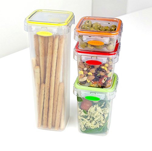 Tala Push und 4 luftdicht Kanister, transparent, 230/400/650 ml, 1,4 l, Set von 8 - 4