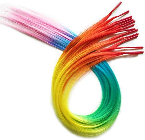 FamilyFirst Tradings Rainbow Feather Hair Extensions With Free Micro Beads 2 Styles- Choose 5, 10,20 or 50 Pieces (5 extensions, Vivid Rainbow)