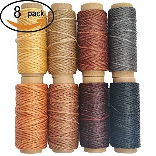 264 yardas 150d piel costura hilo encerado para piel Craft DIY, 1 mm de diámetro, 8 Cable de hilo de colores, cada uno de 33 yardas