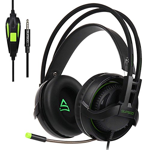  Juego de auriculares para juegos PS4 actualizado SUPSOO G810 multi-plataforma de juegos de auriculares con micr  fono de 3 5 mm jack en l  nea de control de volumen de auriculares de juego sobre el o  do para la nueva Xbox One PC Mac PS4 smartphones