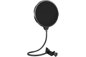 AFYS Pop Filter for Microphone - Dual Layer Mic Shield for Blue Yeti, Universal Mic Pop Filter with 360° Flexible Gooseneck C