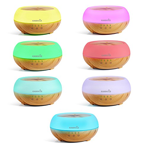 EaseHold Aroma Diffuser 300ML Aufgerüstet Touch-Taste Leise Kalten Nebel Luftbefeuchter Ultraschall Oil Düfte Humidifier Holzmaserung LED mit 7 Farben Elektrisch Duftlampe Humidifier LED Licht für Babies Kinder Haus Yoga Schlafzimmer Wohnzimmer Büro(hölzerner Korn-Unterseiten- + Milch-weißer Deckel) - 8