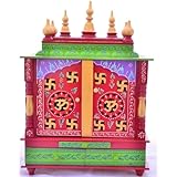 Wooden Home Temple/Wooden Pooja Mandap/Wooden Pooja Mandir with Bulb