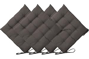 CB CASABELLA Casabella Pack of 6 Seat Pad for Dining Chair Garden Kitchen Chair Cushion With Tie On_9 Stitch_D-grey Indoor/Outdoor Comfortable chair pads for Kitchen seat pads 9 stitch cushions