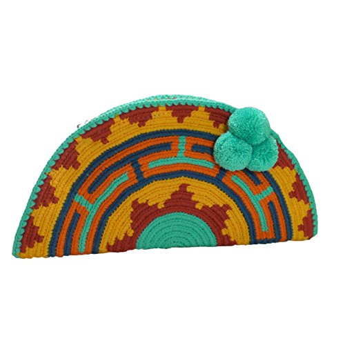 Afrodite - Cartera de mano con asa para mujer, verde (Verde) - WAYUU HALF MOON CLUTCH GREEN