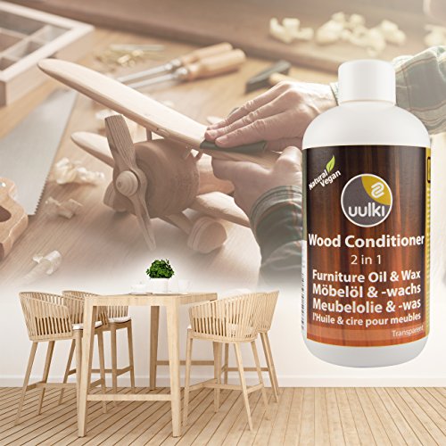 Uulki Holz-Conditioner für Möbel bietet das Beste von Öl & Wachs – Konditionierer bietet tiefen Schutz & eine wasserabweisende Oberfläche – natürlich & gesund in der Anwendung – 100% pflanzlich / Vegan (250ml, farblos) - 5