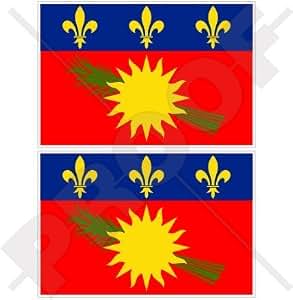 6 Autocollants Guadeloupe Gwada - Shield Région France, 40mm - Vinyle Résistant Intérieur/extérieur