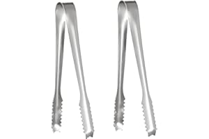 SAIZONE 2PCS Alicates para Hielo de Acero Inoxidable,Azúcar, Cubitos de Hielo,Dulces,Servir,Cocina de Pinzas, para Banquetes de Boda, Bar, Buffet,15cm