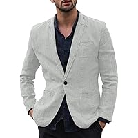 FRAUIT Tailleur Uomo Lino Blazer Ragazzo Slim Fit Piumino Abito Uomini Elegante Giacca Vintage Giacche Eleganti Classico Giac