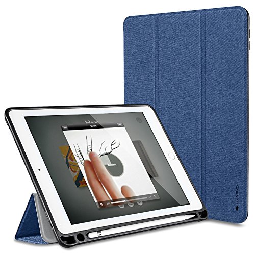 iVAPO iPad Pro 9.7 Hülle Pencil Halter Premium PU Leder Folio Case mit Auto-Schlafen/ Wecken und Stander Funktion Schutzhülle für iPad Pro 9.7 inch Smart Hülle (Blau)
