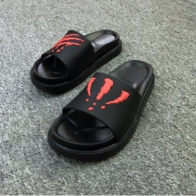 fankou Summer men slippers trend inside and outside of the home bathroom non-slip cool slippers summer,37, [thick- black and red