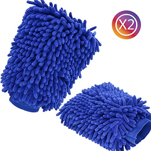 Preisvergleich Produktbild tankerstreet Auto Reinigung Hadern und Duster, doppelseitiges wiederverwenden Handschuh (begriffsklärung) Coral Reinigung Staubwischen Handschuhe Tuch, Küche Reinigungstücher Kleidung Mikrofaser Mitt Handschuhe Fäustling Auto Fenster Polieren für Frauen Herren Pack 2 (blau)