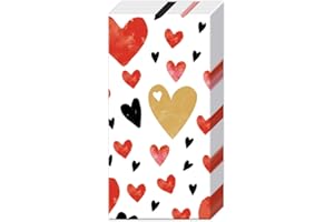 BOSTON INTERNATIONAL 2 Packs of Paper Pocket Handbag Tissues Hankies - Love You Gold red - Valentine Wedding - Pocket Tissue