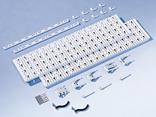 Element System Werkzeuglochwand aus Metall plus 18 teilig Werkzeughalterset inklusive Schrauben und Dübel, weiß, 11300-00000 - 2