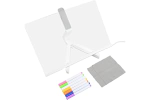 FANGEHONG Acryl Tafel Beleuchtet, Leuchtende Transparente Notiztafel, LED-Notiztafel mit Farben, Trocken Abwischbar Nachrichtenbrett mit Licht Ständer 7 Neon-Stifte für Zuhause Schule Büro, 30x20CM