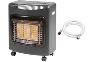 FAVEX - Chauffage d'appoint à gaz Ektor Mini - Livré avec tuyau à visser - Intérieur - Brûleur Céramique Infrarouge - 3 Puissances de Chauffe -jusqu'à 40 m² - Noir