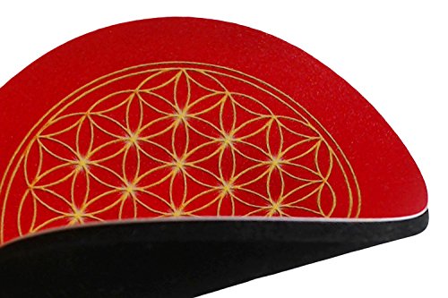 atalantes spirit | Blume des Lebens-Mauspad | Energie-Untersetzer, rund – Ø 19 cm | rot – Wurzelchakra | MousePad-Unterseite: Moosgummi, schwarz - 2