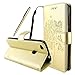Produktbild Huawei P8 Lite 2017 Version Lederhülle - Fraelc® Huawei P8 Lite (2017) Stylisches Bookstyle Handytasche im Baum Muster Flip Case für Huawei P8 Lite(2017) Brieftasche Case Hülle mit Kartenfächer und Geldtasche Leder Etui Schale Gold