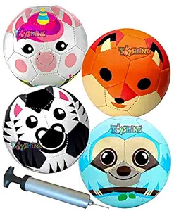 Toyshine Edu-Sports 4 in 1 Kids Football Soccer Educational Toy Ball, Size 3, 4-8 Years Kids Toy Gift Sports - Fox, Unicorn, Sloth and Zebra