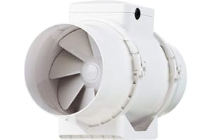 VENTS TT-100 Extractor en linea con flujo mixto, 100mm, color blanco, 33 W, 240 V, 4" / 100 mm-Standard