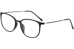 LONTG Retro Brille ohne stärke Student Slim-Brille Damen Herren Nerdbrille mit Klarer Linse Leichte Brillenfassung Modische Runde Dekobrille Streberbrille Unisex Lesebrille für Computer PC mit Brillenetui