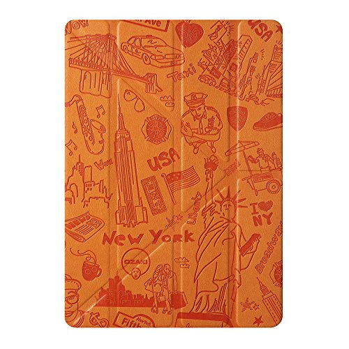 Ozaki O!Coat Travel Versatile 360 Grad faltbare New York Tasche mit patentierte Standtechnik, On/Off Funktion und Stylus-Halter für Apple iPad Air 2 orange