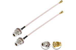 Vecys 2PCS U.F.L1 till N Typ Female Koaxialkabel med Låg Förlust 8" /20CM U.F.L1 RG178 Koaxial Pigtail Kabel för Trådlösa Rou