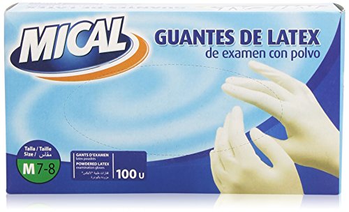 Mical Guantes de Latex de Examen con Polvo, talla M - 1 Unidad