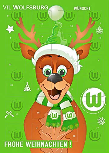 Preisvergleich Produktbild VfL Wolfsburg - Adventskalender 2018 - Schoko - Weihnachtskalender 2018 - Bundesliga - Fanartikel - Fußball - (EUR 7,45 / 100g)