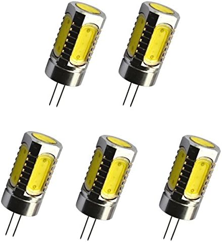 Aoxdi 5x G4 6W COB LED Spotlight, Cool White, LED COB Light Lamps Non-dimmable Equivalent Halogen Track Bulb Replacement G4 LED Bulbs, DC12V
