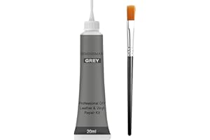 SEMINISMAR Gel De Réparation pour Cuir, Pâte Réparatrice Simili-Cuir, Voiture Crème Réparatrice, Nylon Art Pinceaux Gris, 20 ML
