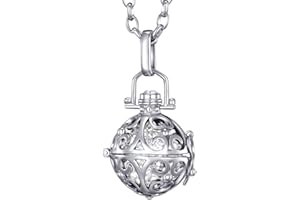 Morella femme collier d'ange en acier inoxydable 70 cm avec pendentif décoré pour boule sonore Ø 16 mm, dans une pochette en velours