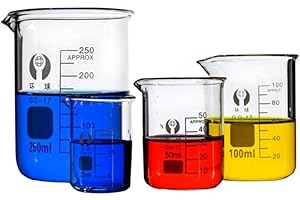 TuToy 5 szt. 5 ml 10 ml 25 ml 50 ml 100 ml zestaw do zlewki wysokiej jakości odporna na wysoką temperaturę szklana zlewka ze szkła borokrzemowego miarka do pomiaru objętości laboratorium szkło