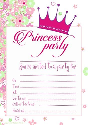 Princess Party invites pack of 20 with envelopes