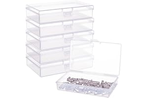BENECREAT 6 Pack Caja de plastico Transparente con Tapas abatibles para articulos, Pastillas, Hierbas, Cuentas pequenas-13.2cmx7.7cmx3cm