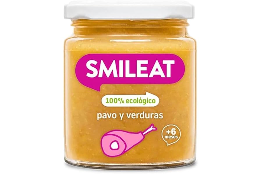 Smileat - Tarrito infantil de Pavo y Verduras - para Peques +6 Meses - Sin Azúcar ni Sal Añadido - Materia Prima de Calidad. 