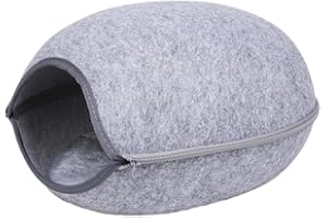 eexuujkl Cute Style Felt Cat Bed Cave With Cushion For Soft And Comfortable Rest Warm Cat Kitten House With Cushion Cat House, light grey