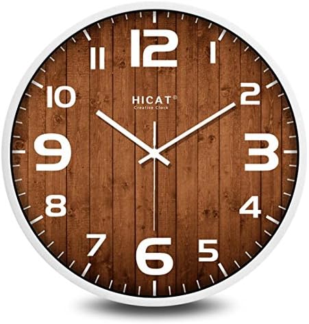 San Tai@European creative wood mute wall clock modern stylish living room personality bedroom quartz clock 14inch