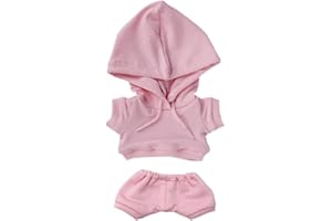 niannyyhouse Vêtements de poupée en peluche élastique et solide - Costume de sport - Pantalon à capuche - Accessoires de déguisement en peluche douce - 20 cm - Rose