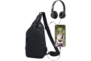 QZLSAYSL Borsa a Tracolla da Uomo Impermeabile Con Porta di Ricarica USB - Crossbody Piccola per Escursioni, Viaggi di Lavoro e Scuola