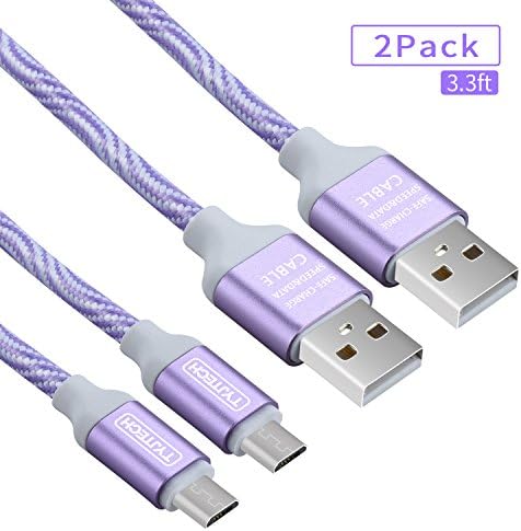 USB Type C to USB 3.0 Charger Cable JPHTEK Nylon Braided USB Type C, Data Transfer &amp; Charging Cable[2 Pack&amp;3.3FT/1M]for MacBook Pro 2016, Samsung Galaxy S8, Nexus 5X, OnePlus 3, Huawei P9 and More Type C Cable Supported Devices - Purple