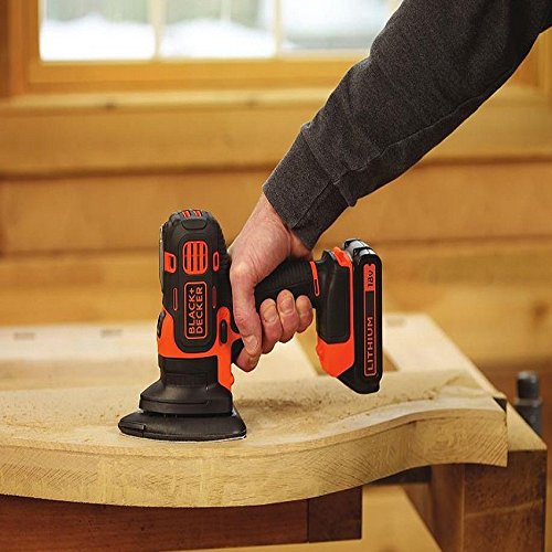Black+Decker 18V Akku-Multifunktionswerkzeug Multievo, Multifunktionsmaschine, Starter-Set inkl. Bohrschrauberkopf, 2x 1.5Ah Li-Ion Akku, Ladegerät, Koffer, LED-Leuchte, Softgriff, MT218KB - 7
