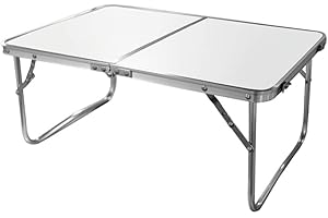 AKTIVE 52812 Table de Camping et de Plage Pliable avec Structure en métal, Plateau en Bois et Fermeture de sécurité Crème 60 x 40 x 26 cm