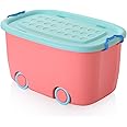 PARASNATH Rolling Storage Container Box (PinkBlue Colour)- 25 Litre Super Large With Wheels Size (50X33X26 cm) Launch Offer Actual Price 1499, Polypropylene, Plastic, Rectangular