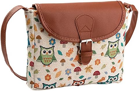 Volyer Girls Canvas Shoulder Bag Embroidered Owl Handbag (Pattern-C)
