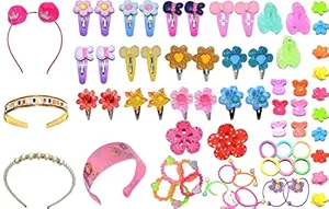 NAKAS Baby Hair Band; Mix Style Tic Tac; Hair Clips; Pin; Elastics Ponytail Holder Hair Accessories for Girls ; 67 Pieces/Set (Multicolour)