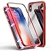 Produktbild iPhone XR/XS /XS Max Hülle+ Temperierter Film (6.1/5.8/6.5 Zoll), TPulling Magnetische Adsorption Metall Stoßstange Glaskastenabdeckung für iPhone XR/XS /XS Max (rot, XS Max)