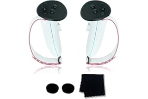 OKESYO Lot de 5 accessoires Meta Quest 3, comprend un capuchon de bouton à bascule, une dragonne tressée, un chiffon de nettoyage pour lunettes, un couvercle de batterie interchangeable, une boucle en