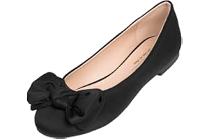 Feversole Women's Round Toe Cute Bow Trim Ballet Flats, Bailarinas de Punta Redonda Decoradas con Lazo de Mujer Bonita