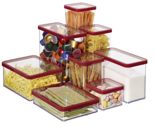 Rotho Vorratsdose Premium Loft – 5-teiliges Set (2×0.5, 1×1.0, 2×2.1 l) aromadichter Aufbewahrungsboxen – BPA-freie Frischhaltedosen – Kunststoffbehälter ist spülmaschinentauglich – 6691200096 - 3